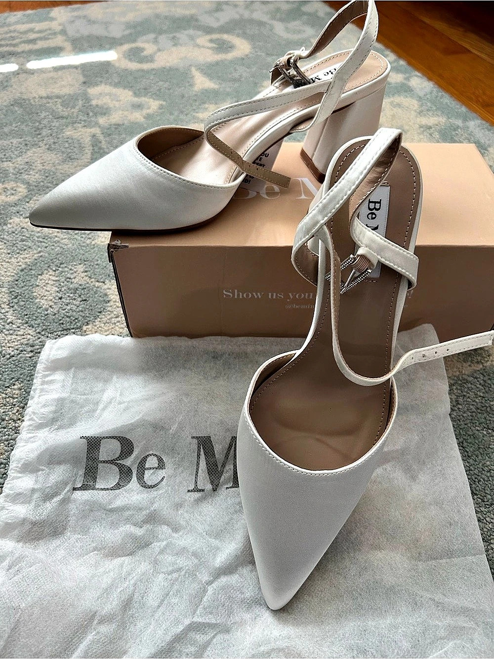 Be Mine Bridal Ravina Pointed Toe Block Heeled Shoes